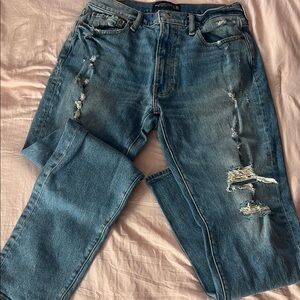 Abercrombie & Fitch Blue Relaxed Jeans with Distressed Details